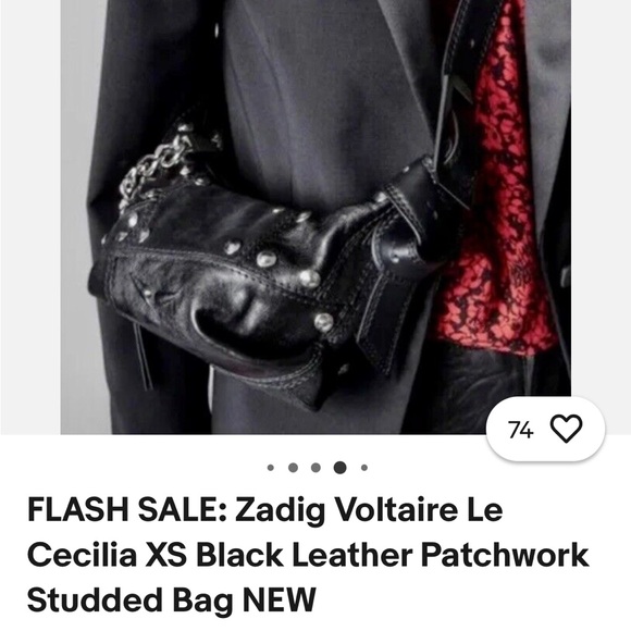 Zadig & Voltaire Black Shoulder Bag with Silver Accents - Picture 3 of 10